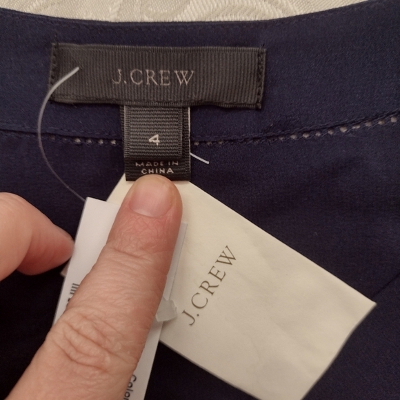 NWT J.Crew Long Sleeve Navy bluye Sheer Blouse - Picture 3 of 5